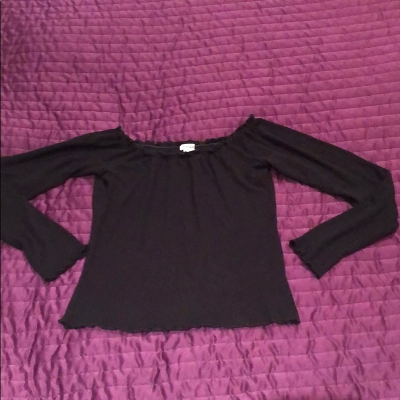 Garage off the shoulder ruffle long-sleeve tee - Picture 1 of 4